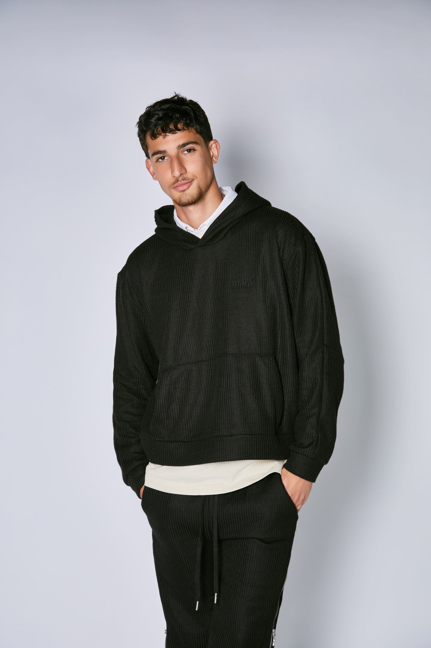 Knitted hoodie Phantom (black)