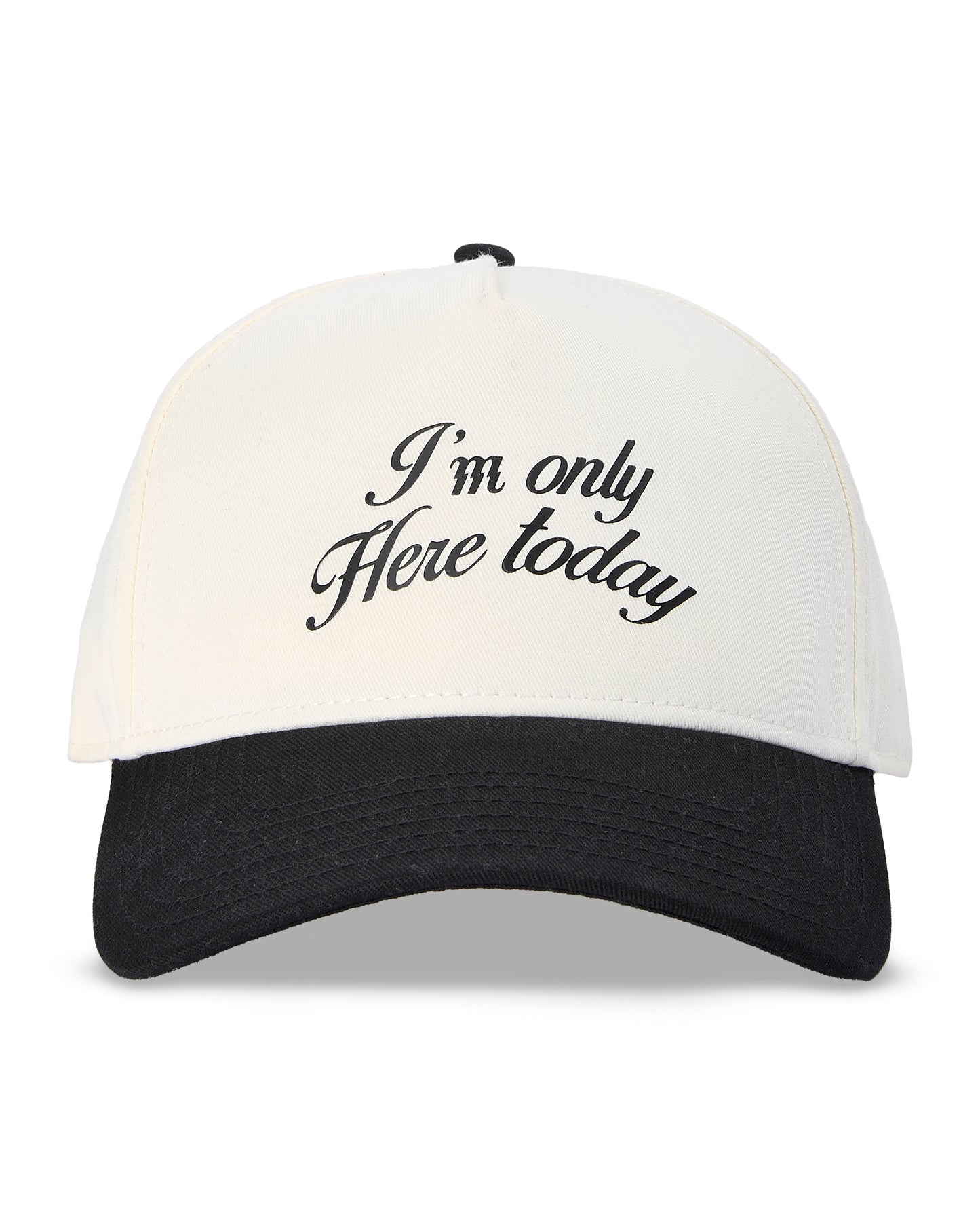 'I'm only here today' 2 tone cap in Black