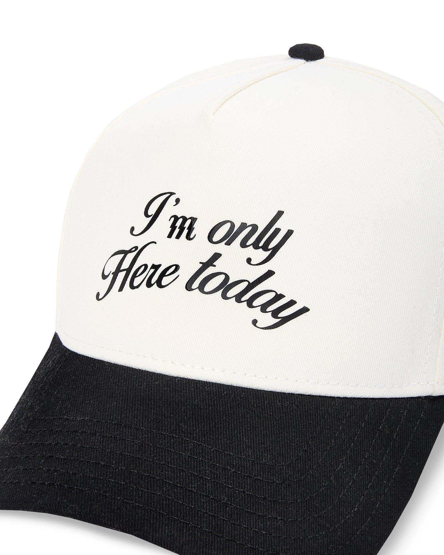 'I'm only here today' 2 tone cap in Black